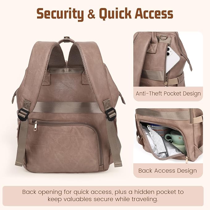 Premium Vegan Leather Diaper Bag Backpack - Image 4