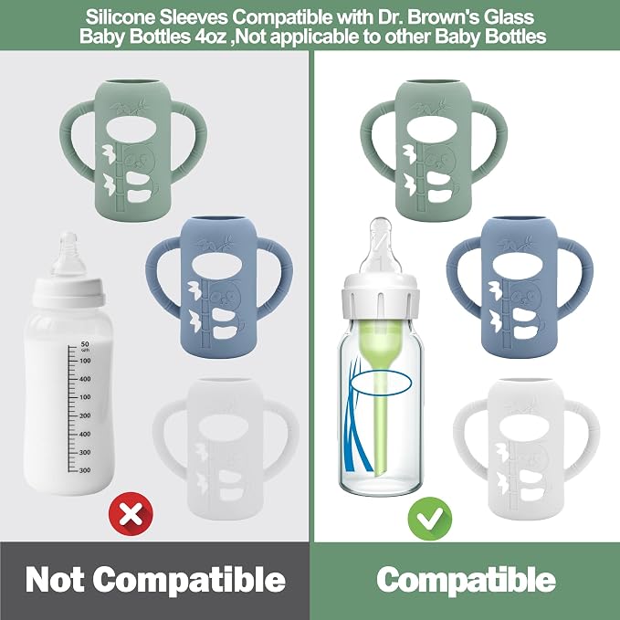 3 Pack Silicone Sleeves for Dr. Brown's Glass Baby Bottles - Image 4