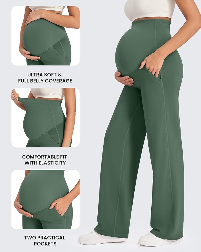 G4Free Maternity Pants Over The Belly Yoga Dress Work Pregnancy Pants Stretchy - Image 7