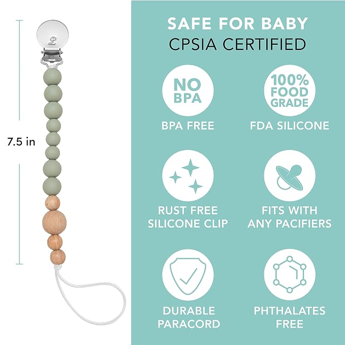 Colour Block Pacifier Clip – Food-Grade Silicone Soother Holder & Teether Strap - Image 3