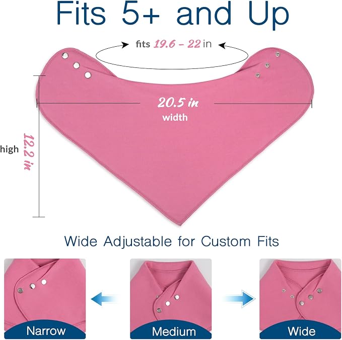 Adult Drool Bib for Special Needs, 3 Pk Soft Absorbent Large Bandana Bibs Set - Image 7