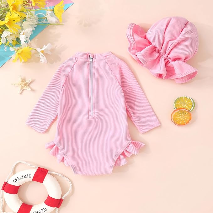 YOUNGER TREE Infant Baby Girls Swimsuit Long Sleeve Swimsuits One Piece - Image 3