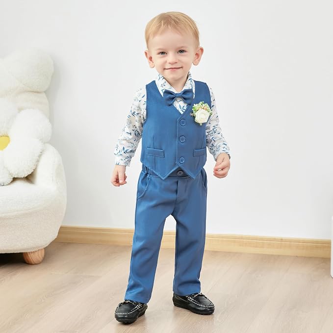 SANMIO Baby Boy Clothes Suits Infant Gentleman Outfit Collared Dress - Image 3
