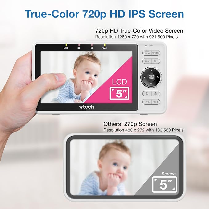 VTech Upgraded Smart WiFi Baby Monitor, 1080p FHD Camera and 5" HD IPS Display - Image 5