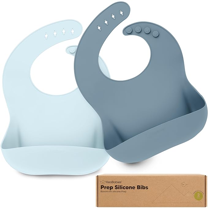 KeaBabies 2-Pack Silicone Baby Bibs by KeaBabies