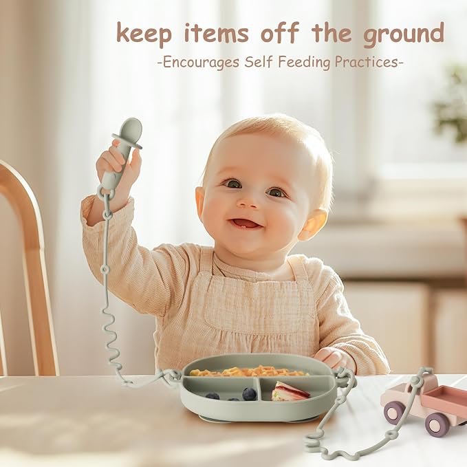 Baby Plates with Suction Silicone Baby Spoons Divided Baby Plates Silicone Baby - Image 7