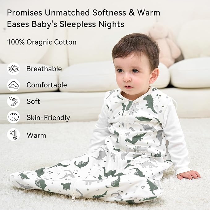 Baby Sleep Sack 6-12 Months 1.0 Tog Baby Wearable Blanket 100% Cotton Sleeping - Image 2