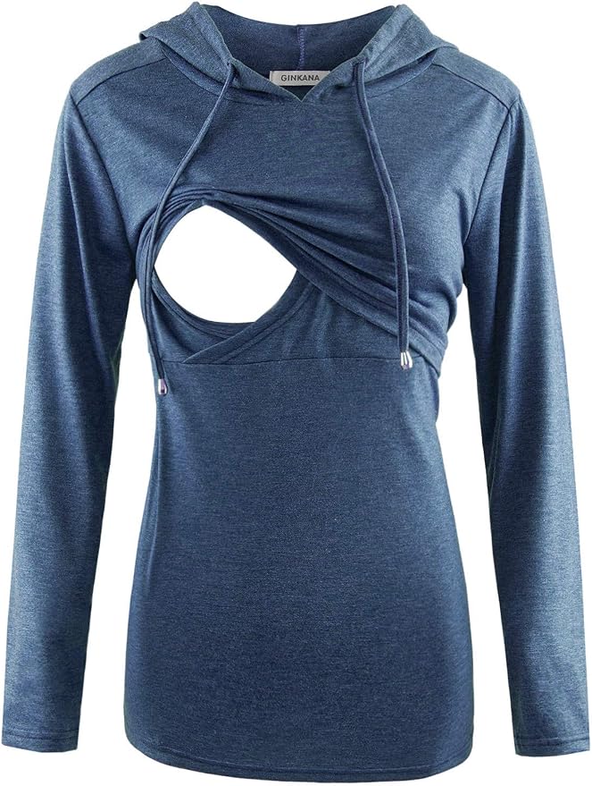 GINKANA Women's Nursing Hoodie Sweatshirt Long Sleeves Breastfeeding Maternity by GINKANA