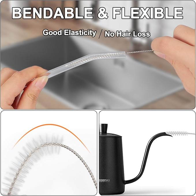 Straw Cleaner Brush Set, 12-Piece 11.8 Inch Long Botthle Cleaning Brush - Image 4