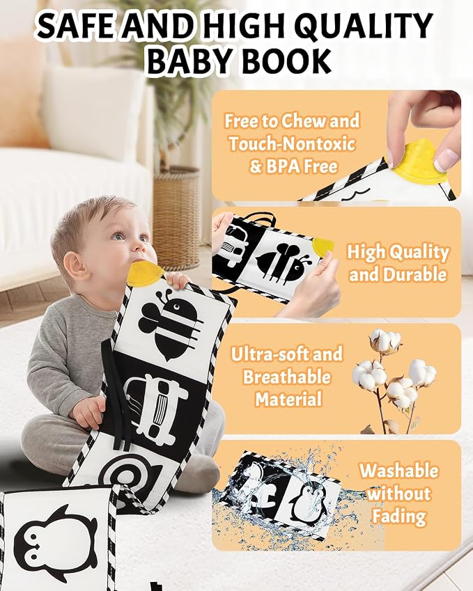 High Contrast Baby Toys, Soft Baby Books, Infant Sensory 0-6-12 Months - Image 5