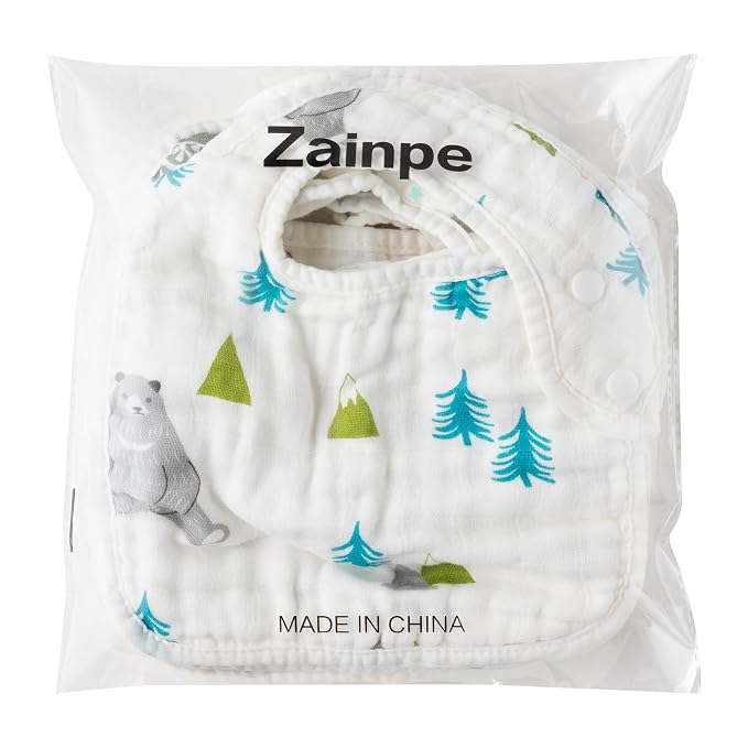 Zainpe 6Pcs Snap Muslin Cotton Baby Bibs Bear Fox Infants Drooling Bib Soft - Image 7