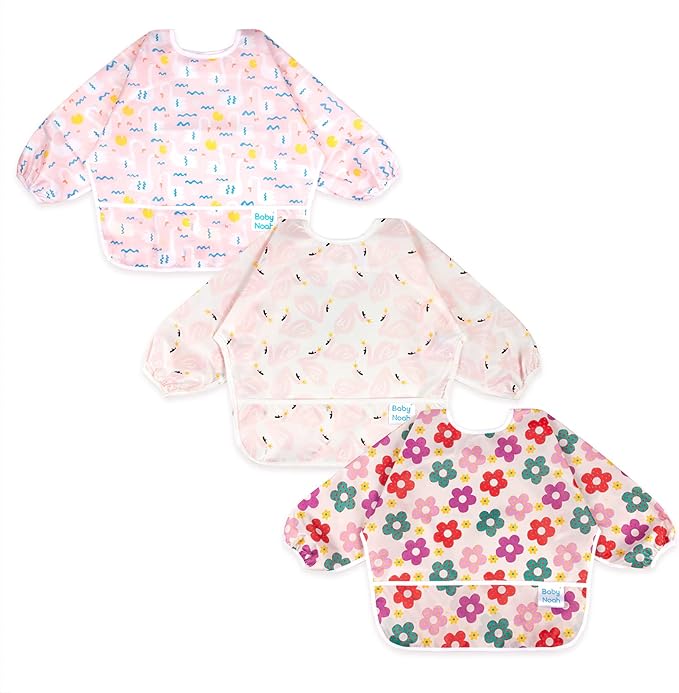 3 Pcs Long Sleeved Bib Set|Baby Waterproof Bibs by Baby+Noah