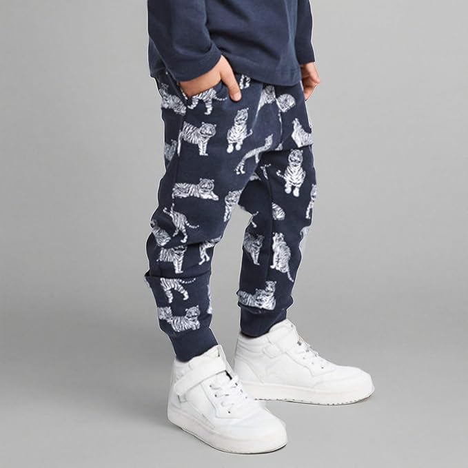 HUAER& Baby Boy's Jogger Pants Dinosaur Car Animal Print Drawstring Elastic - Image 7