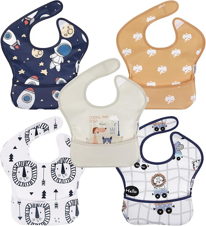 Soarwg Kids Baby Bibs, 5 Pack Waterproof Bibs by SoarwgKids