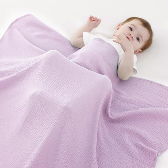 Muslin Swaddle Blankets for Newborns, 2 Pack Large 40 x 40 Inches, 100% Cotton - Image 2