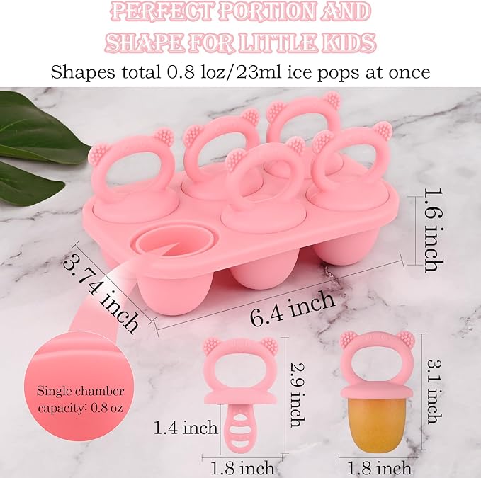 Sakolla Baby Popsicle Molds Mini 6-Cavity Silicone Ice Pop Mold - Image 3