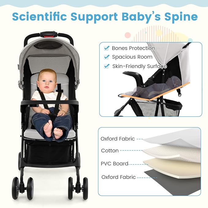 Baby Joy Lightweight Stroller, Compact Toddler Travel Stroller - Image 5