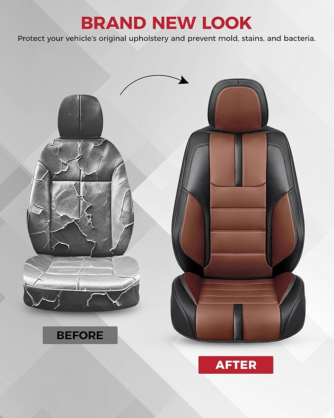 FREESOO Black Brown Front Car Seat Covers - Image 6