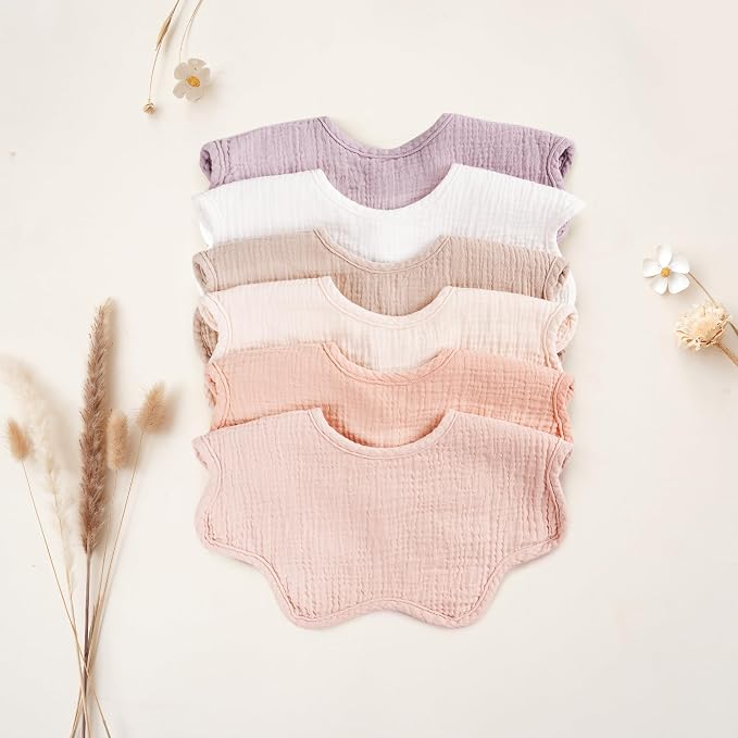 Konssy Muslin Baby Bibs 100% Cotton Absorbent Bandana Drool Bibs - Image 7