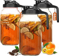 Glass Pitcher with Lid, 64 OZ Mason Jar Pitcher Double Leak Proof, 2 Quart by Mihlapi