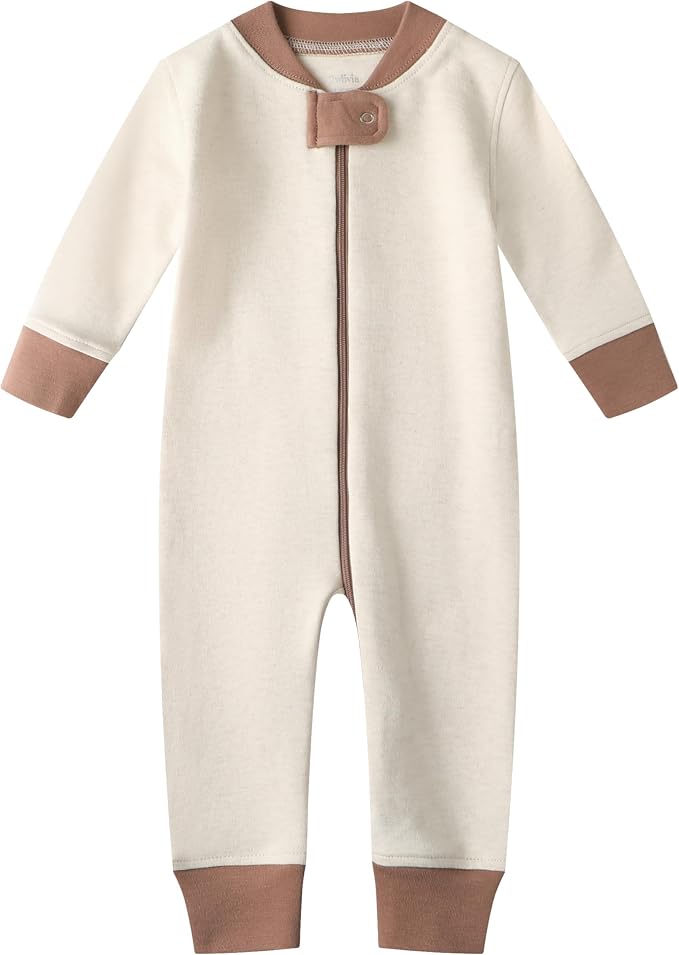 Owlivia Organic Cotton Baby Boy Girl Zip up Sleep 'N Play Pjs, Long Sleeve - Image 3