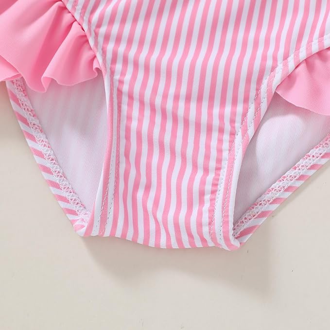 YOUNGER TREE Toddler Girls Two Pieces Swimsuit Color Block Stripe Swimwear - Image 6