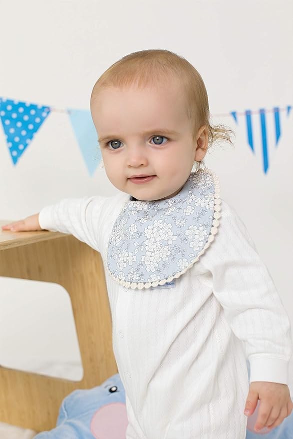 GZMM Baby Bib for Girls, Reversible Waterproof Handmade Natural Cotton Baby - Image 2