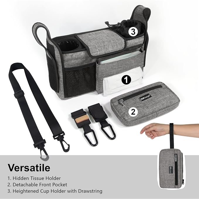 TOPDesign Universal Baby Stroller Organizer, Stroller Caddy - Image 2