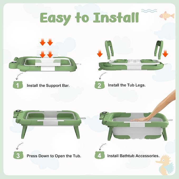 Collapsible Baby Bathtub for Newborn to Toddler, Portable Baby Bath Tub for - Image 4