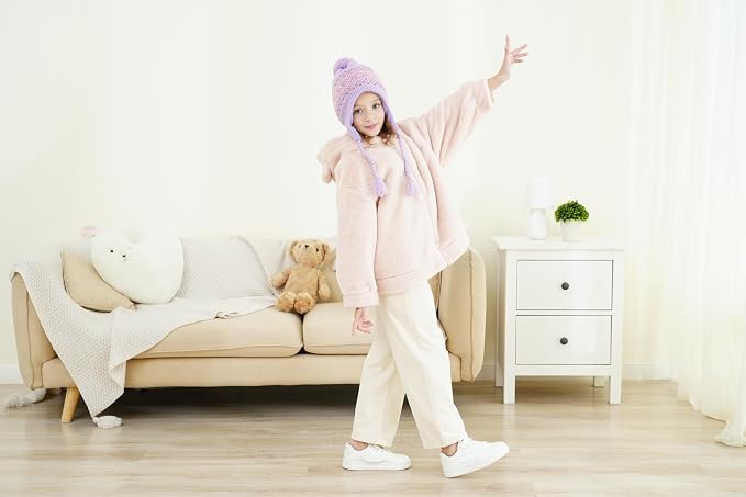 Moon Kitty Girls Knit Hats Winter Fleece Lining Skiing Winter Caps - Image 6
