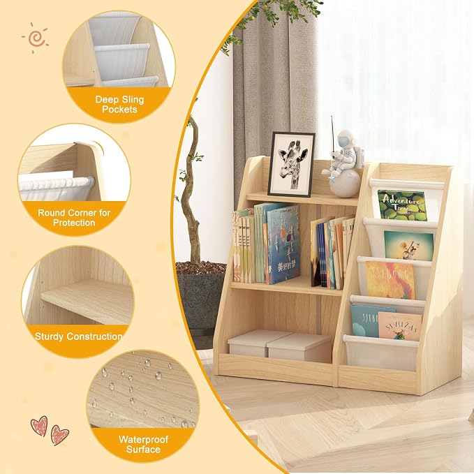 White 3 Tier Kids Bookshelf Toddler Book Rack - Image 4