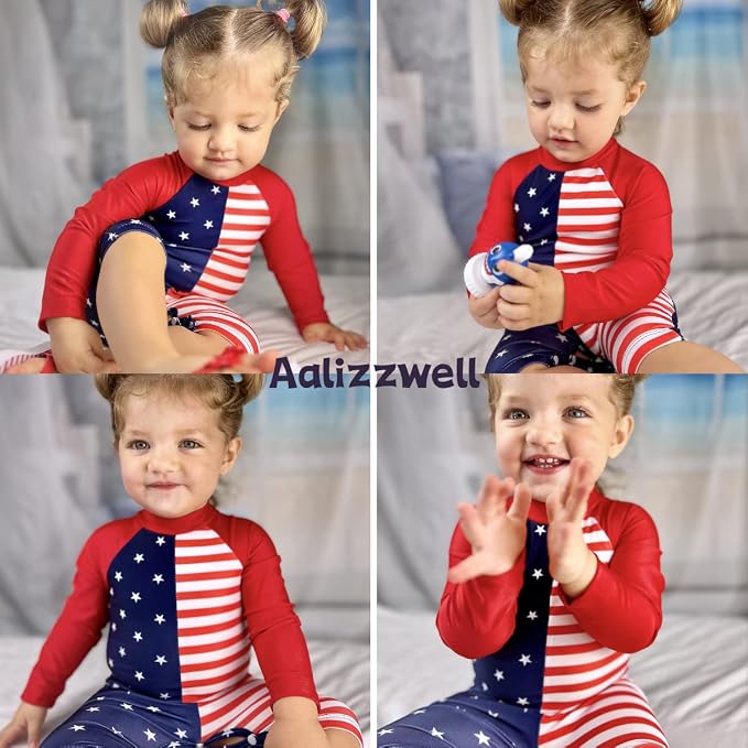 Aalizzwell Baby Girls Long Sleeve One Piece Bathing Suit - Image 3