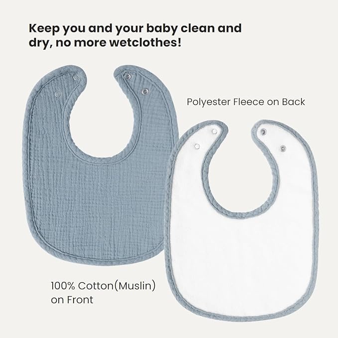 Konssy Muslin Baby Bibs 8 Pack Baby Bandana Drool Bibs Cotton - Image 2