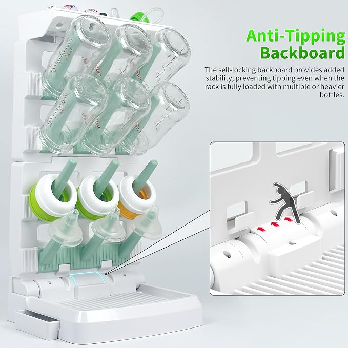 Baby Bottle Drying Rack for 12 Bottles, Space Saving Countertop Vertical - Image 6