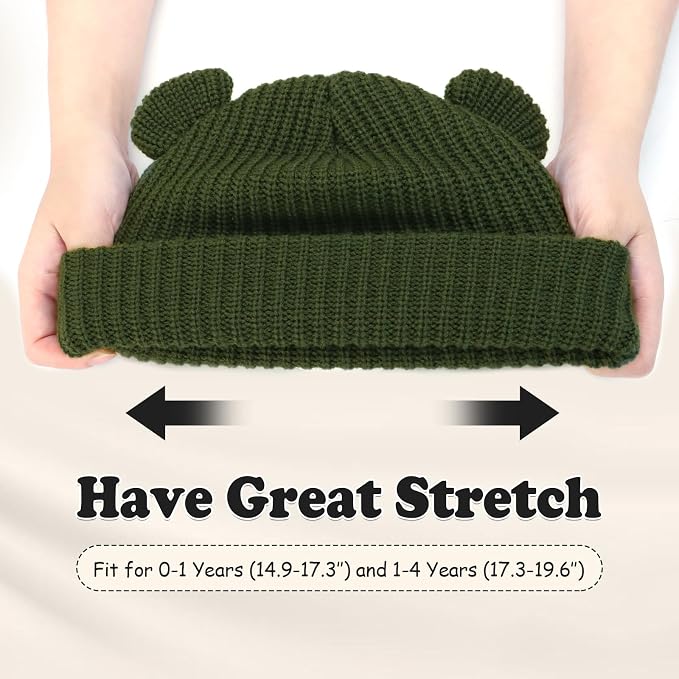 Toddler Boy Winter Hat Baby Knit Beanie Girl Warm Hats Kid Bear Ear Beanies - Image 3