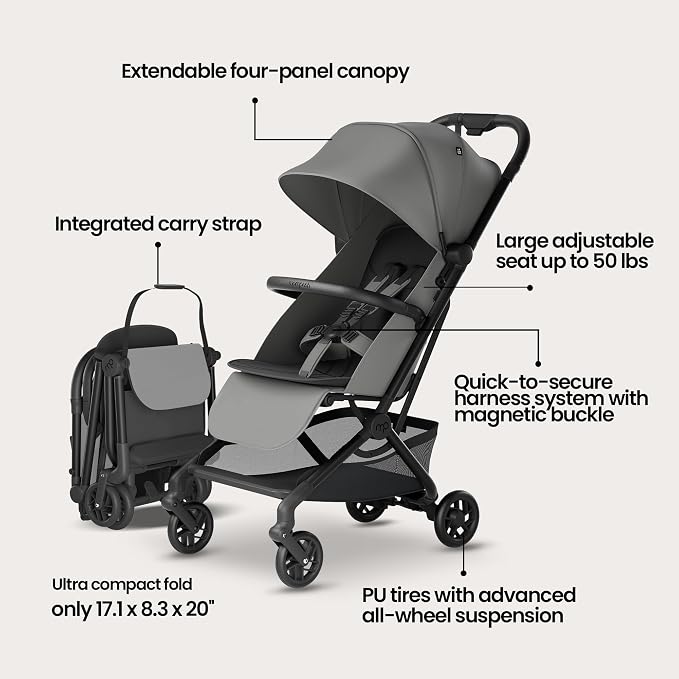 Mompush Velo Lightweight Travel Stroller, Compact & Airplane-Friendly - Image 3