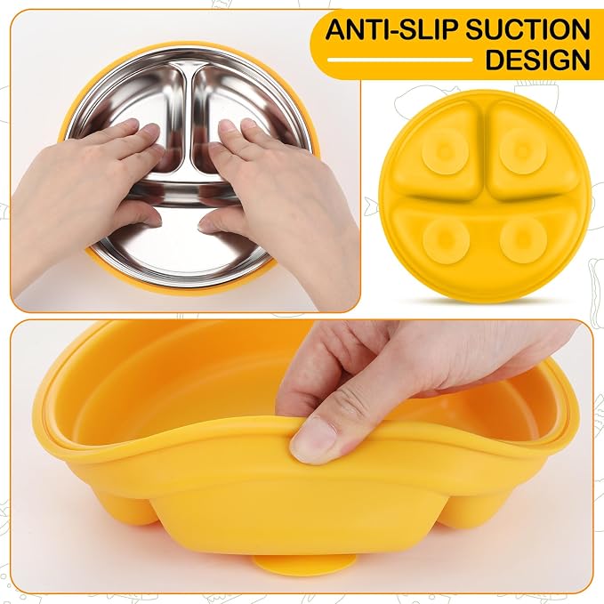 Nuogo 3 Pcs Stainless Steel Baby Suction Plates - Image 6
