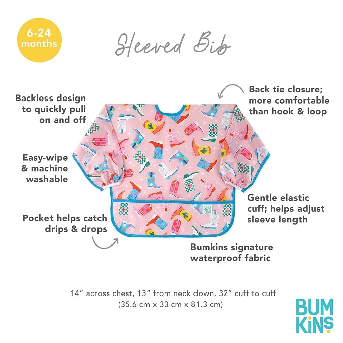 Bumkins Sleeved Bib for Girl or Boy Baby and Toddler for 6-24 Mos, Essential - Image 5