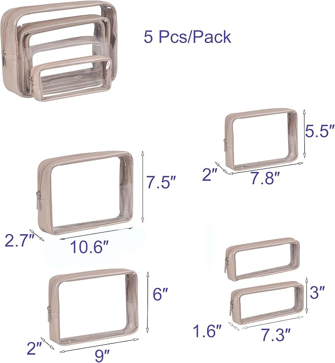 TSA Approved 5-Piece Diaper Bag Organizer Pouch Set Clear Waterproof TPU Kids - Image 2