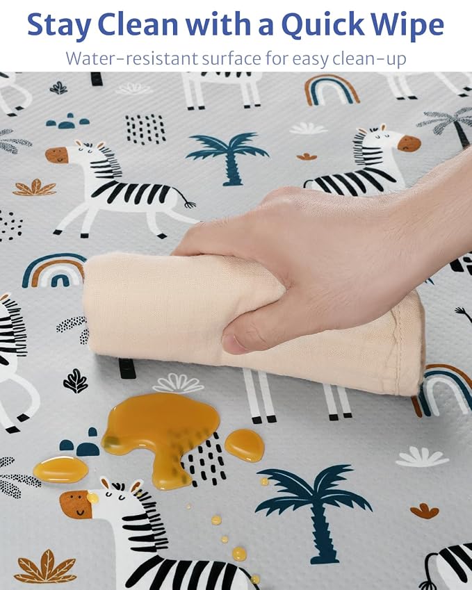 Blissful Diary Baby Splat Mat for Under High Chair, 50.4 x 50.4 Inch Wipeable - Image 5