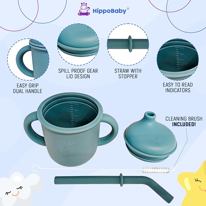 Silicone Transition Sippy Cup for 6+ month old | Includes 1 Toddler straw cup & - Image 2