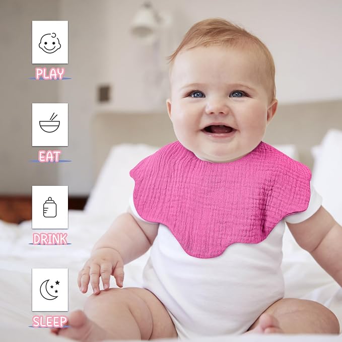 EllieHouse Baby Bibs for Girls Boys 10Pack Muslin Drool Teeth Drooling Teething - Image 5