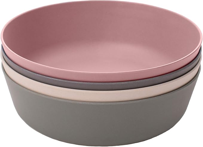WeeSprout Bamboo Kids Bowls, Set of Four 15 oz Kid-Sized Dinnerware, Leftovers by WeeSprout