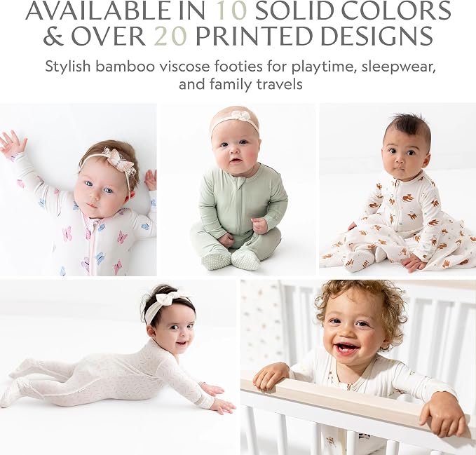 Bamboo Little Soft Baby Footie Pajamas, Baby Clothes, Newborn Sleepers - Image 5