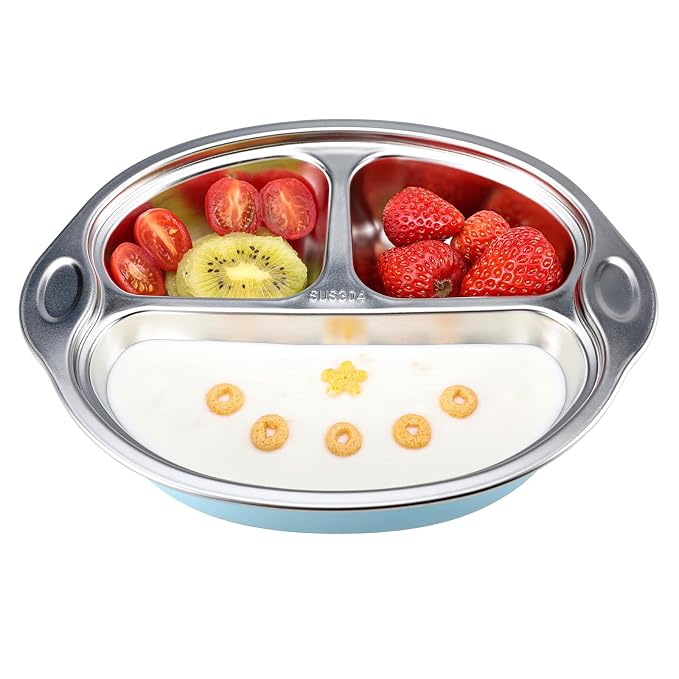 MR. CHOU Stainless Steel Baby Suction Plate, Divided Plates by MRCHOU