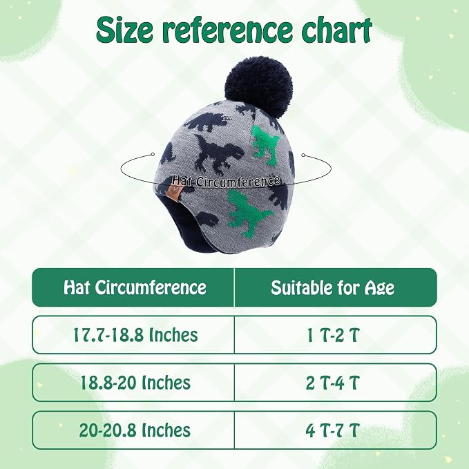 Duoyeree Kids Beanie Hat for Boys Girls Pom-pom Kint Hats Cozy Lining Winter - Image 6