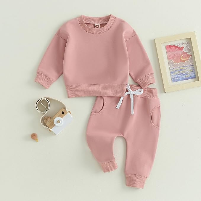 Fernvia Toddler Baby Girl Clothes 3 6 9 12 18 24 Months Fall Outfits Solid Long - Image 6