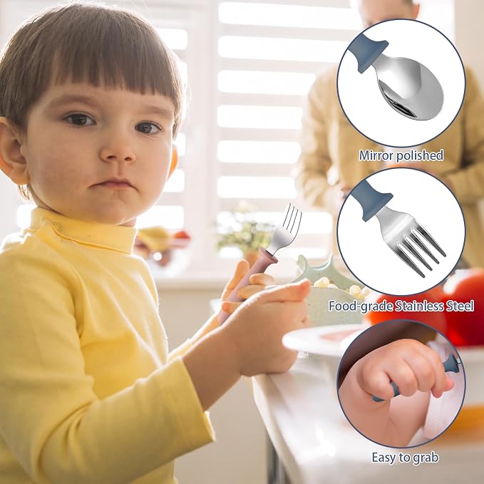 Pimoys 6 Pieces Toddler Utensils Forks, Spoons and Knives, Kids Silverware Set - Image 4