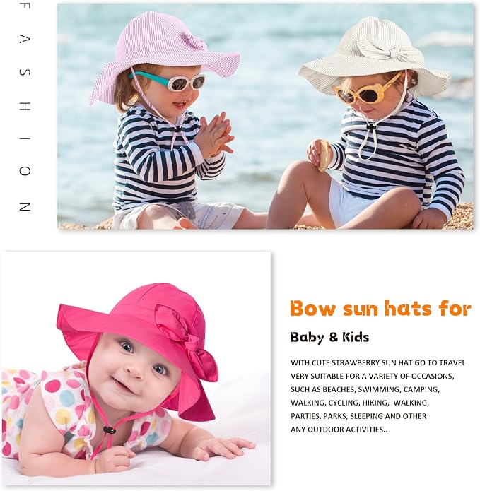 Baby Girl Sun Hat with UPF 50+ Outdoor Adjustable Beach Hat with Wide Brim - Image 7