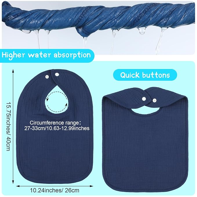Toulite 6 Pcs Extra Large Muslin Toddler Baby Bibs - Image 2